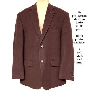 men blazer jacket M brown wool and silk Jos A. Bank  classic traditional